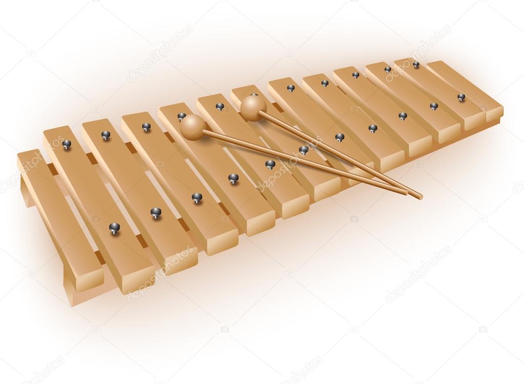 Classical wooden xylophone with mallets — Stock Vector © nahariyani 36048719