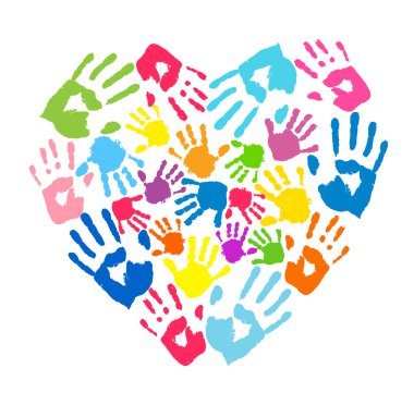 Heart of the handprints of father, mother and children clipart