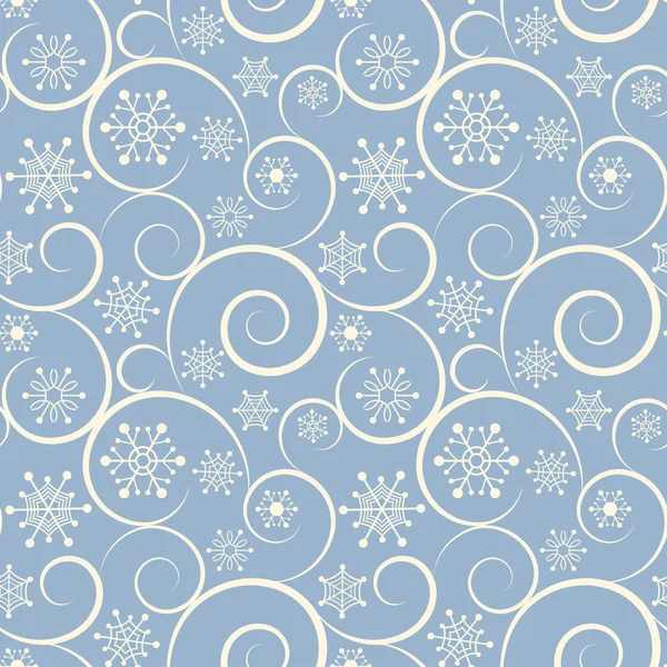 Hiver bleu fond sans couture avec flocons de neige — Image vectorielle