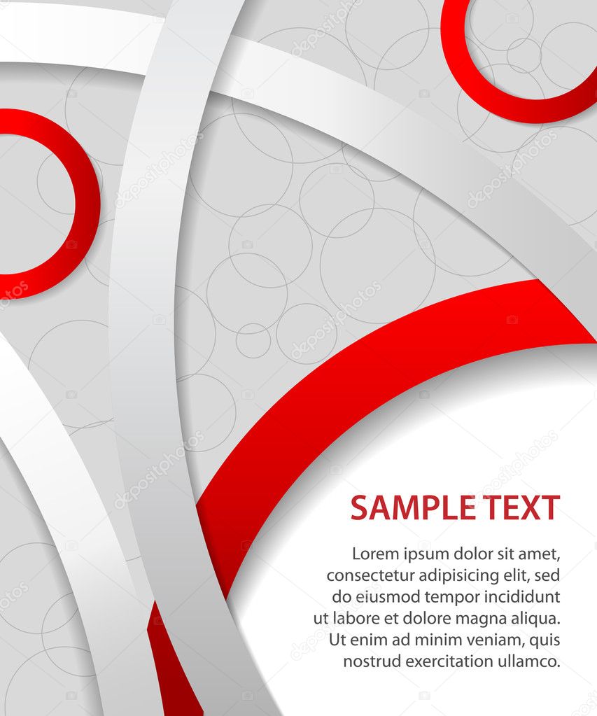 Red business background with rings and circles, vector