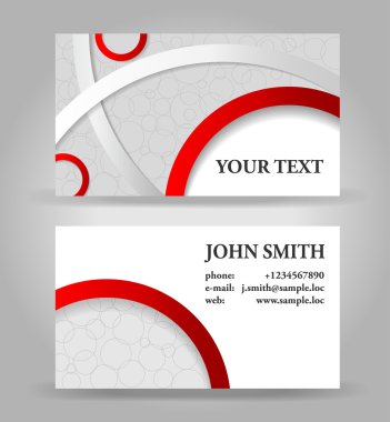 Red and gray business card template, vector clipart