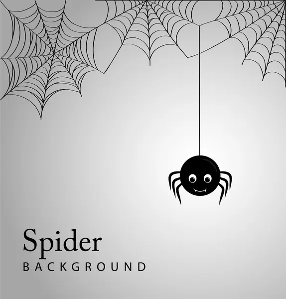 Niedliche Spinne und Netze über grauem Hintergrund — Stockvektor