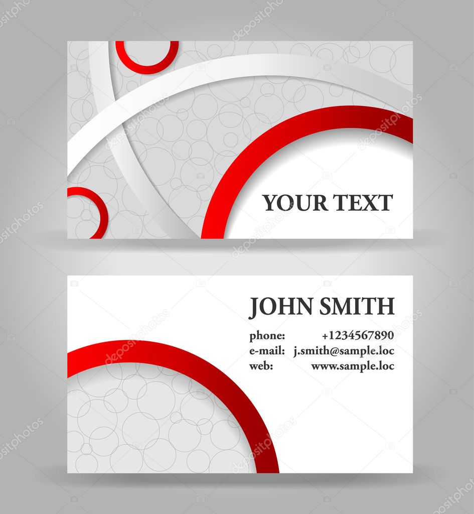 Red and gray business card template, vector