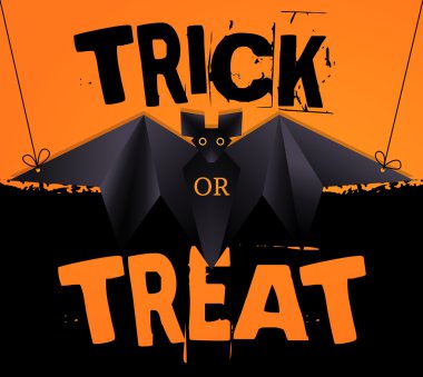 Origami bat ve hüner asılı veya halloween metin tedavi