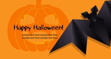 komik kabak ve siyah origami sopası ile Halloween geçmiş