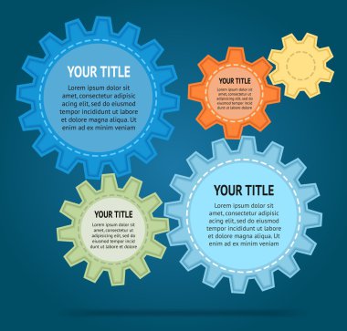 soyut, üzerinde mavi arka plan için renk Dişli tekerlekleri kesti. vektör tasarım şablonu