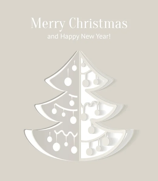 Papier découpé arbre de Noël illustration avec des ombres lisses, vecteur — Image vectorielle