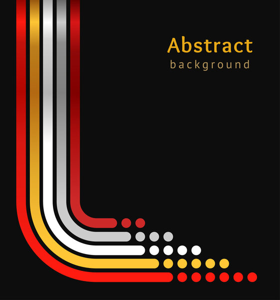 Colored stripes on black background, vector