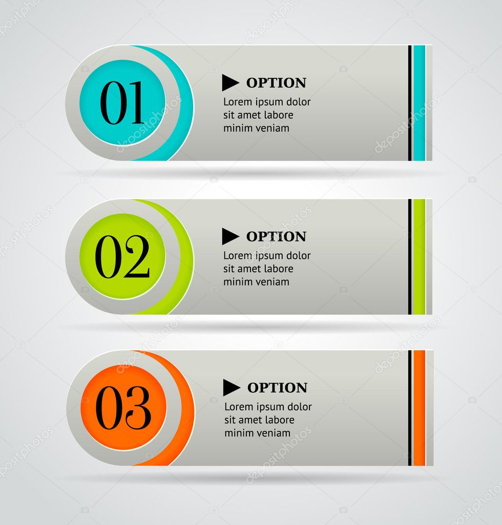 Horizontal colorful options banner template. Vector illustration