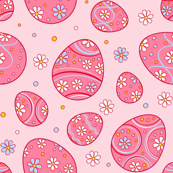 Patrón rosado sin costura de Pascua con huevos ornamentados — Archivo Imágenes Vectoriales