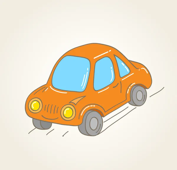 Auto arancione disegnata a mano retrò, illustrazione vettoriale — Vettoriale Stock