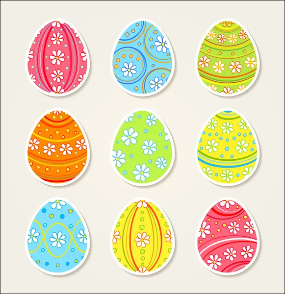 Colección de pegatinas de Pascua. Huevos ornamentados — Archivo Imágenes Vectoriales