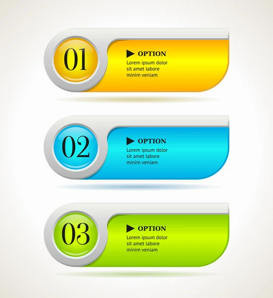 Shine horizontal colorful options banners or buttons template. Vector illustration — Stock Vector