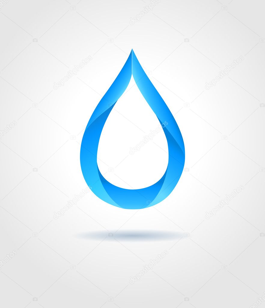 Abstract blue water drop on gray background. Vector creative concept