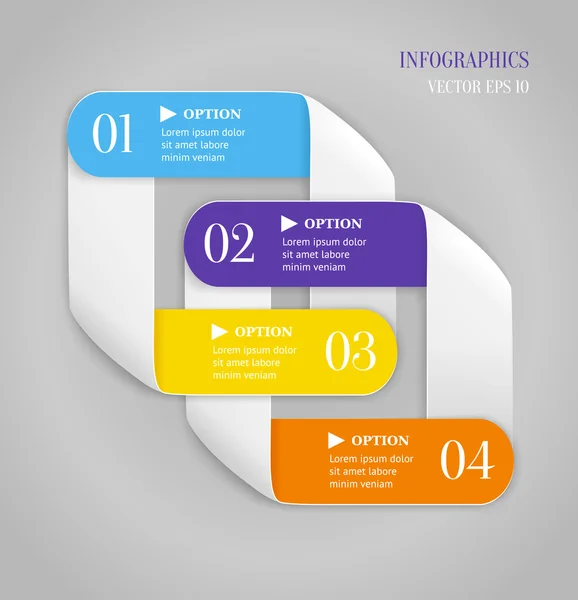 Linhas dobradas coloridas com números no fundo cinza Banner de opções de estilo de origami na moda Pode ser usado para opções numeradas, web design, infográficos —  Vetores de Stock