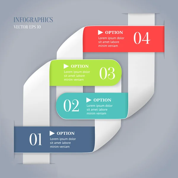 sayılarla numaralandırılmış seçenekleri, web tasarım, infographics trendy origami stil seçenekleri banner-ebilmek var olmak kullanılmış gri arka plan üzerinde renkli çökmekten çizgiler
