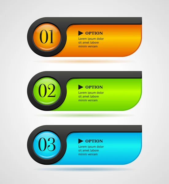 Shine horizontal colorful options banners buttons template. Vector illustration — Stock Vector