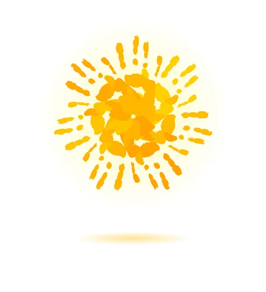 Sun handprint készült. A design vektor-koncepció — Stock Vector