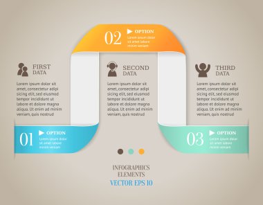 iş simgeleri ile modern bir tasarım şablonu. Sayılarla bej renkli arka plan üzerinde renkli çökmekten çizgiler. trendy origami stil seçenekleri afiş. numaralandırılmış seçenekleri, web tasarım, infographics için kullanılabilir