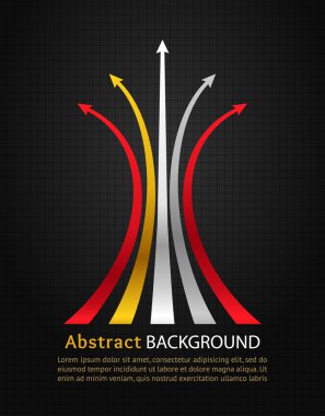 Colored arrows on black background. Vector design template clipart