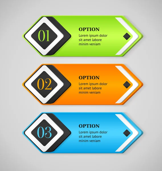 Schitteren horizontale kleurrijke opties banners knoppen sjabloon. vectorillustratie — Stockvector