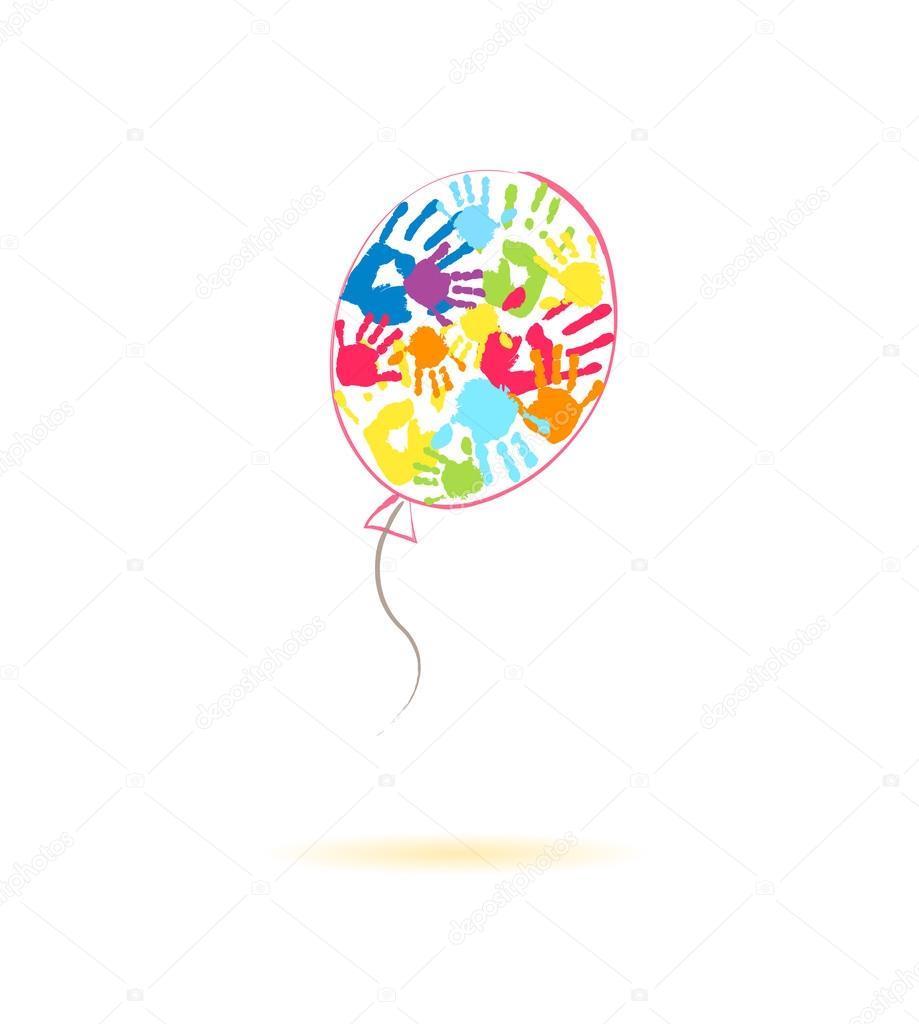 Colorful balloon of the handprints of parents and children