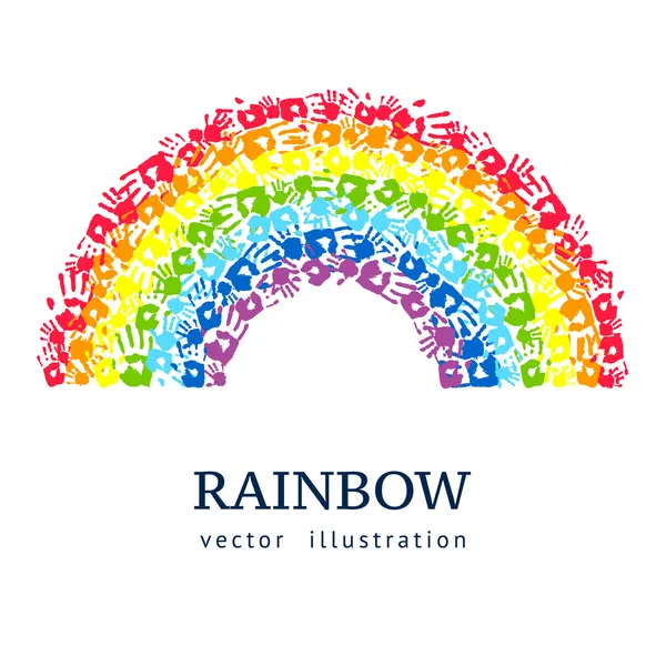 Regenboog gemaakt uit handen. abstract vector achtergrond — Stockvector