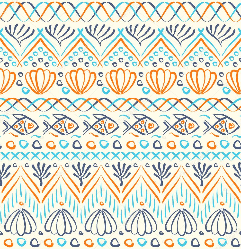 Tribal sea ethnic seamless pattern