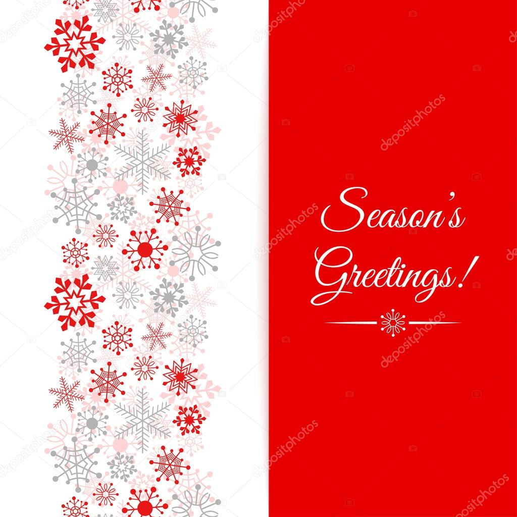 Christmas greetings card. Border Christmas seamless pattern with snowflakes