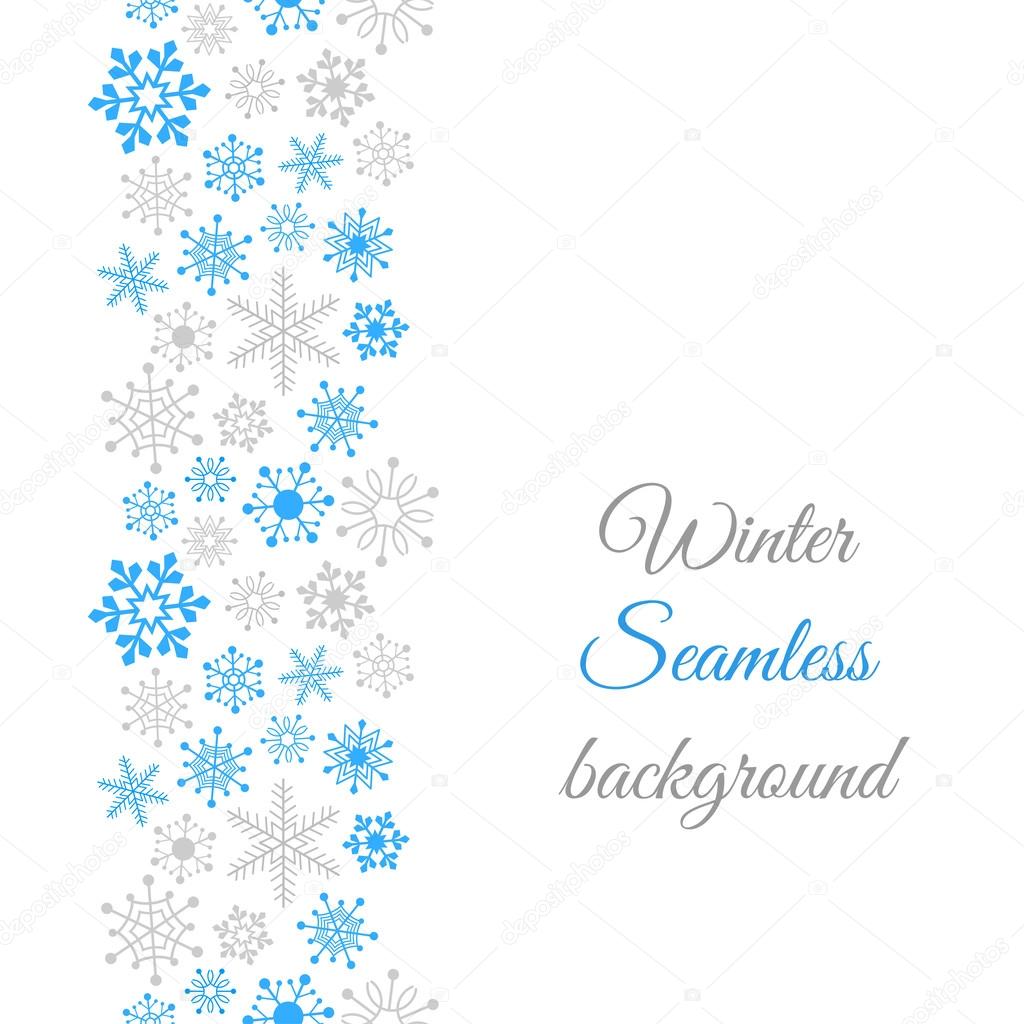 Winter border seamless background with snowflakes