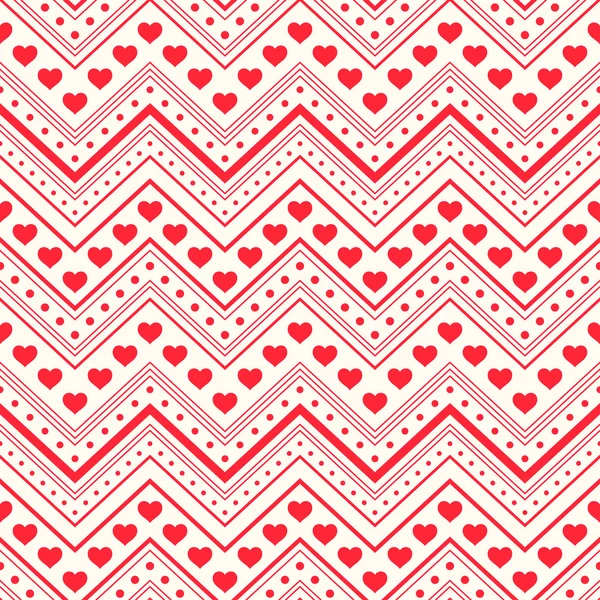 Seamless pattern. Red hearts and lines on light background — Stock Vector