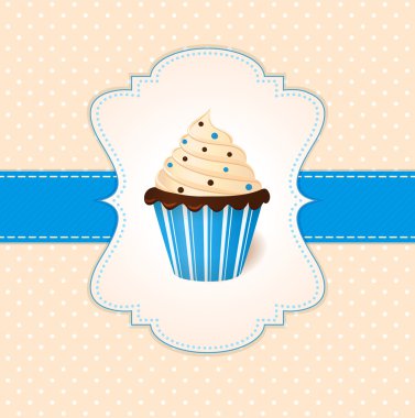 sprinkles kremalı pasta ve renkli Vintage vektör tebrik kartı