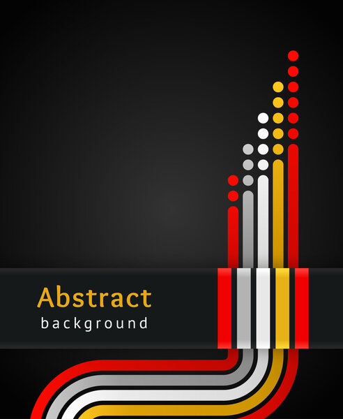 Colored stripes on black background, vector