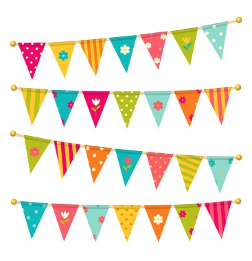 üçgen kiraz çiçekleri bayraklarıyla vektör