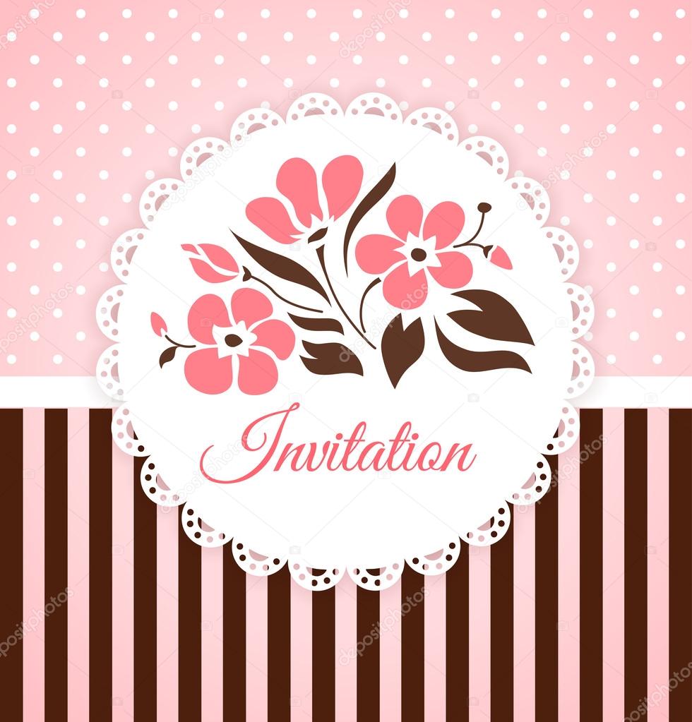 Vintage vector invitation card with flowers