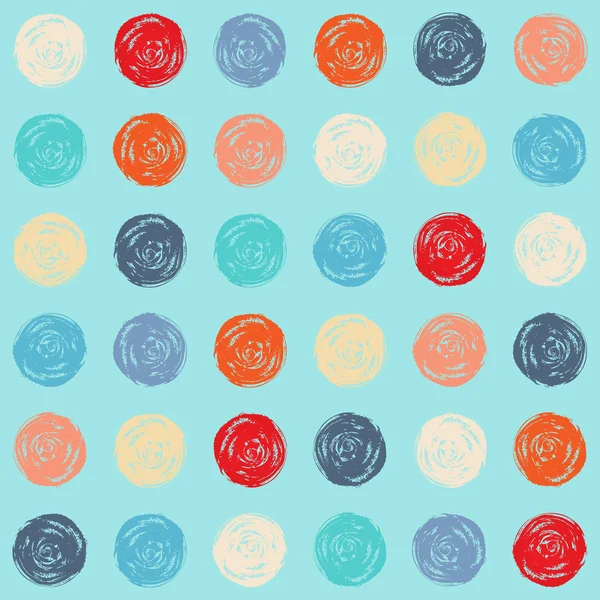 Naadloze grunge polka dots kleurenpatroon — Stockvector