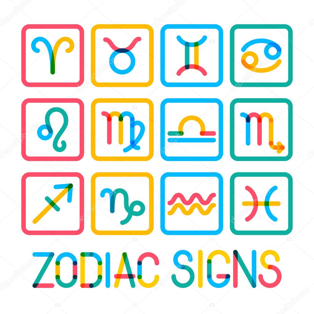 Zodiac signs. Modern color icons.