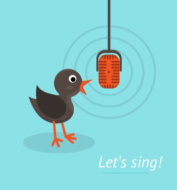 müzik konsepti ile mikrofon ve şarkı kuş. karao için Banner
