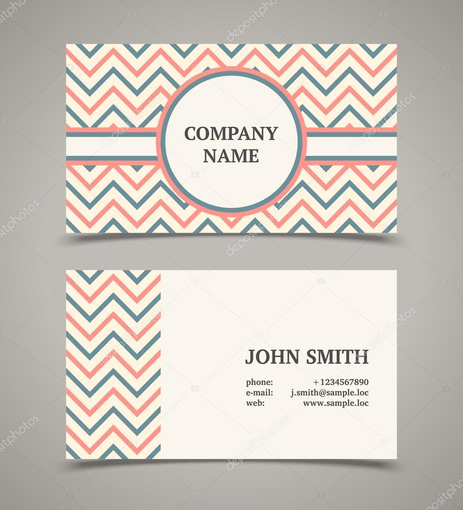 Business card template with background pattern. Modern retro sty