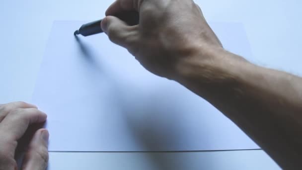 Mão Homem Desenha Diagrama Gráfico Com Caneta Feltro Ponta Conceito — Vídeo de Stock