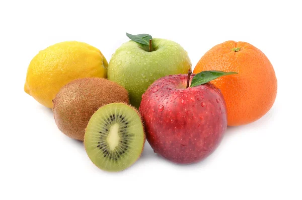 Grupa owoców i pomiaru taśmą koncepcja — Zdjęcie stockowe