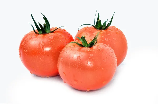 Beyaz artalanları üzerinde taze domates — Stok fotoğraf