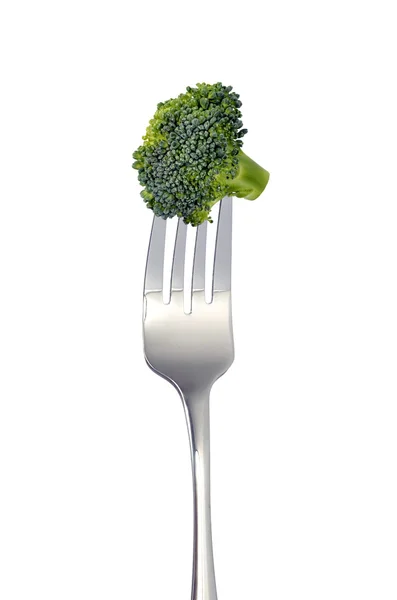 Brokkoli auf Gabel — Stockfoto