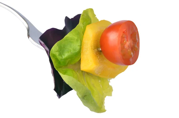 Fork with fresh salad — Stock Photo, Image