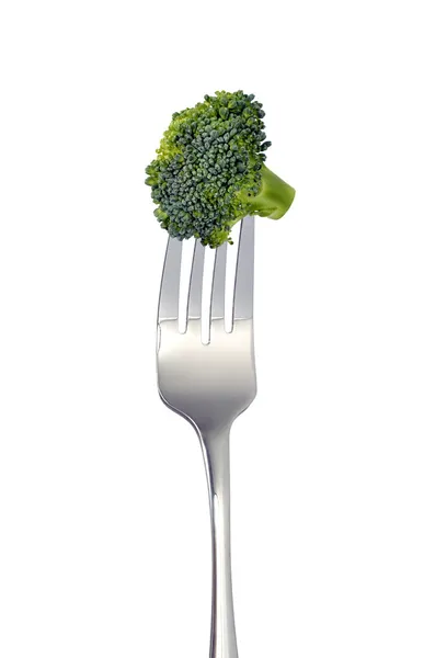 Broccoli på gaffeln Stockbild