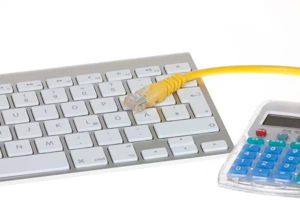 Keyboard, Network cable and calculator — Stock Photo, Image