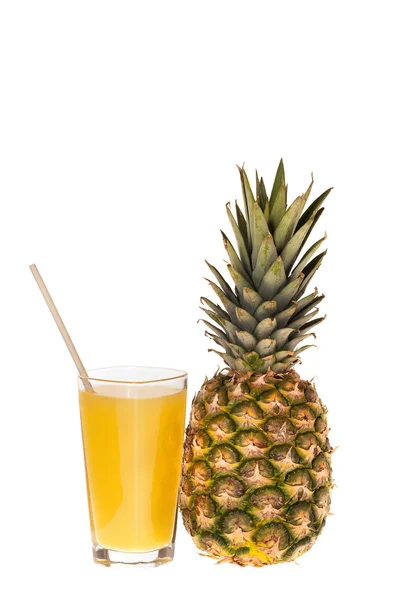 Pineapple fruit and a glass pineapple juice — Stock Photo, Image