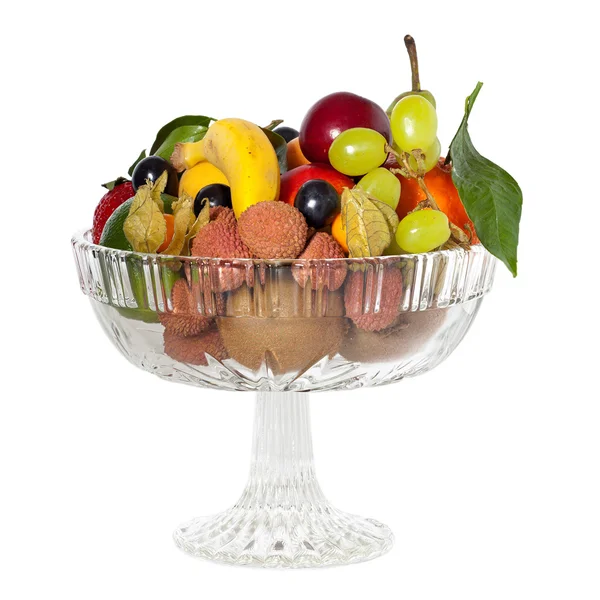 Glass bowl with fruits — Stock Photo, Image