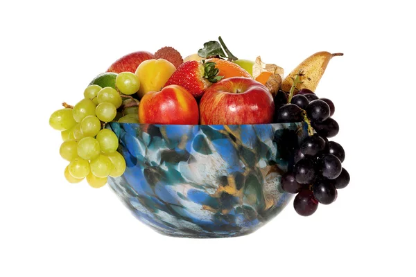 Colorful glass bowl with fruits — Stock Photo, Image