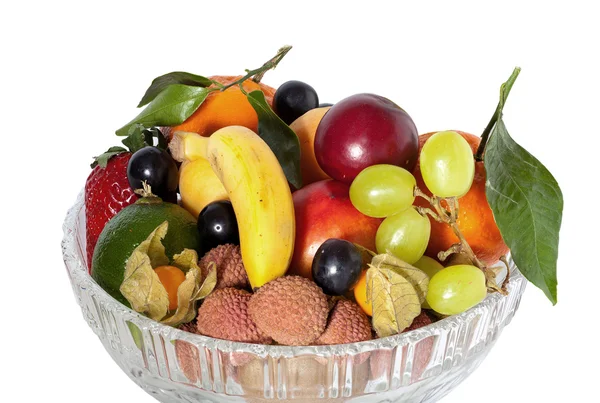 Glass bowl with fruit — Stock Photo, Image